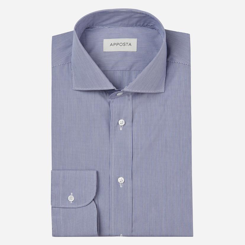 Shirt  striped  light blue cotton fil-&#224;-fil, collar style  lower spread collar - Product image