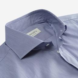 Shirt  striped  light blue cotton fil-&#224;-fil, collar style  lower spread collar - Product thumbnail image 2 showing different views and angles