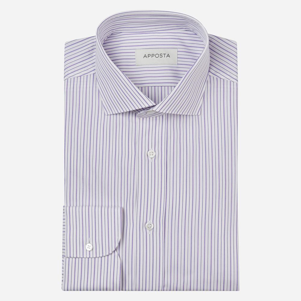 Shirt  striped  violet cotton poplin, collar style  updated spread collar with short points - Apposta Clothing product