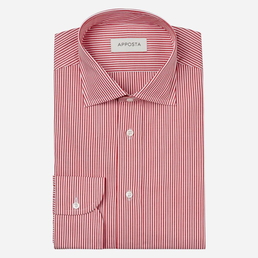 Shirt  striped  red cotton poplin, collar style  semi-spread collar - Apposta Clothing product