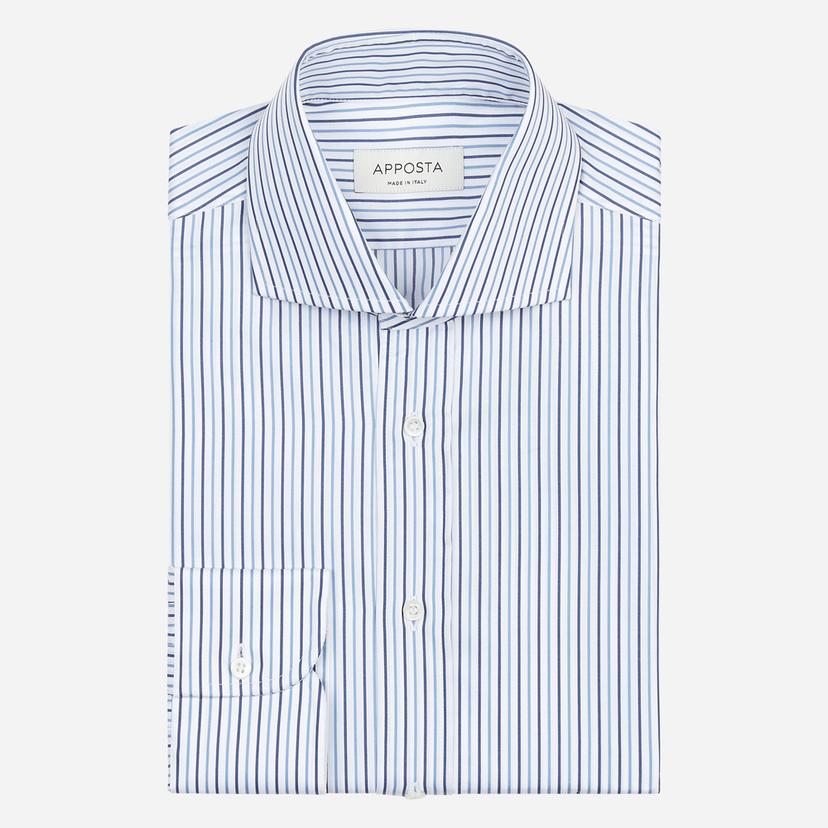 Shirt  striped  navy blue cotton poplin, collar style  spread collar - Product image