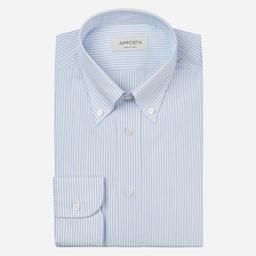Shirt  striped  light blue cotton poplin, collar style  button-down collar - Product thumbnail image 1 showing different views and angles