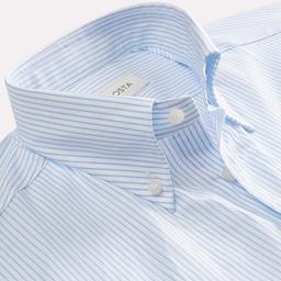 Shirt  striped  light blue cotton poplin, collar style  button-down collar - Product thumbnail image 2 showing different views and angles