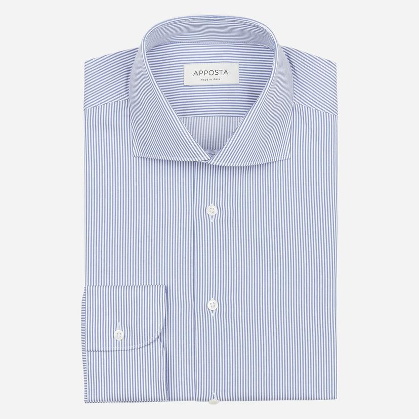 Shirt  striped  light blue cotton twill, collar style  high spread collar with two buttons - Product image