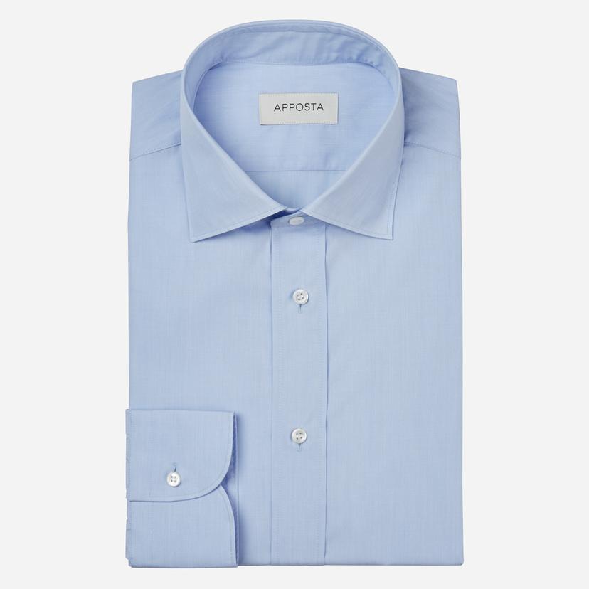 Shirt  solid  light blue cotton fil-&#224;-fil double twisted, collar style  semi-spread collar - Product image