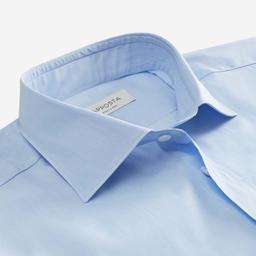 Shirt  solid  light blue cotton fil-&#224;-fil double twisted, collar style  semi-spread collar - Product thumbnail image 2 showing different views and angles
