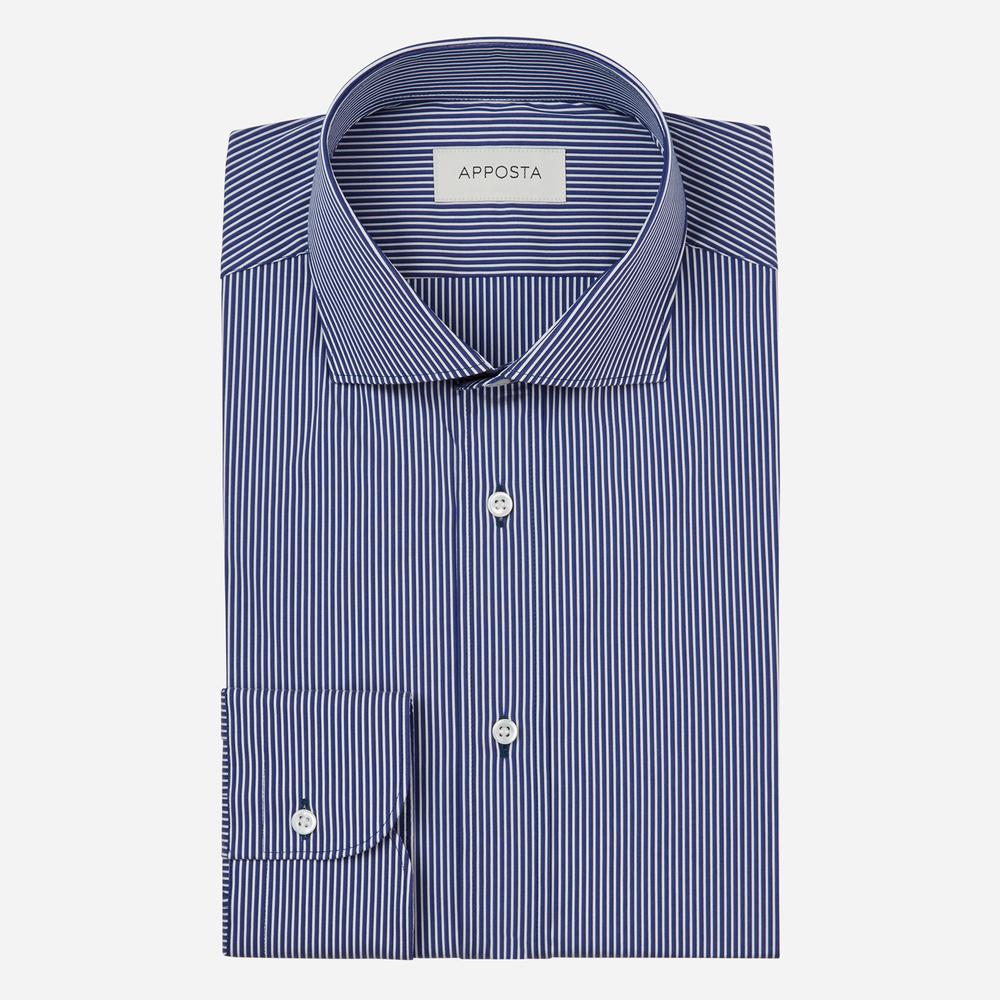 Shirt  striped  navy blue stretch satin, collar style  updated spread collar with short points - Apposta Clothing product