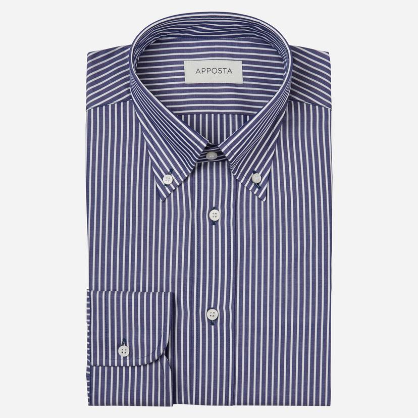 Shirt  striped  navy blue cotton fil-&#224;-fil, collar style  button-down collar - Product image