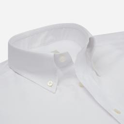 Shirt  solid  white cotton poplin double twisted, collar style  button-down collar - Product thumbnail image 2 showing different views and angles