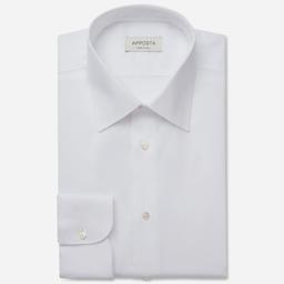 Shirt  solid  white stretch cotton poplin, collar style  low straight point collar - Product thumbnail image 1 showing different views and angles