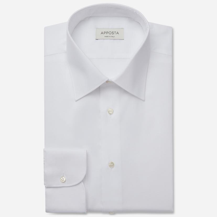 Shirt  solid  white stretch cotton poplin, collar style  low straight point collar - Product image