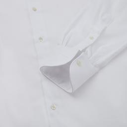 Shirt  solid  white stretch cotton poplin, collar style  low straight point collar - Product thumbnail image 2 showing different views and angles