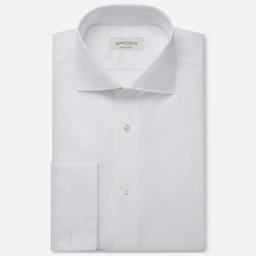 Shirt  solid  white cotton poplin double twisted, collar style  spread collar, cuff  french cuff (cufflinks) - Product thumbnail image 1 showing different views and angles