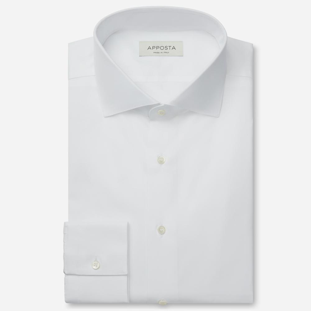 Shirt  solid  white cotton poplin double twisted giza 87, collar style  lower spread collar - Apposta Clothing product