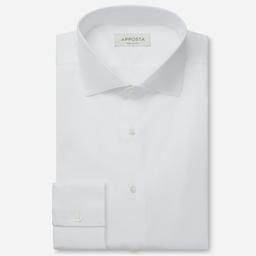 Shirt  solid  white cotton poplin double twisted, collar style  lower spread collar - Product thumbnail image 1 showing different views and angles