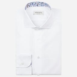 Shirt  solid  white cotton poplin, collar style  lower spread collar - Product thumbnail image 1 showing different views and angles