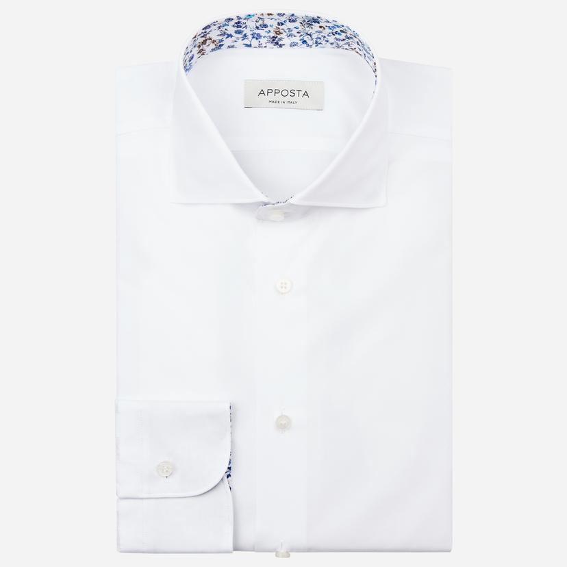 Shirt  solid  white cotton poplin, collar style  lower spread collar - Product image