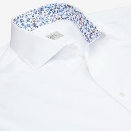 Shirt  solid  white cotton poplin, collar style  lower spread collar - Product thumbnail image 2 showing different views and angles