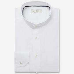 Shirt  solid  white cotton poplin double twisted, collar style  angled band collar - Product thumbnail image 1 showing different views and angles
