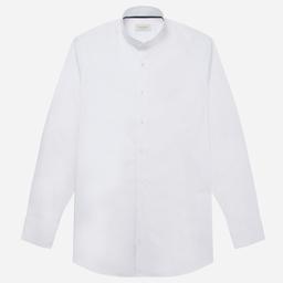Shirt  solid  white cotton poplin double twisted, collar style  angled band collar - Product thumbnail image 2 showing different views and angles