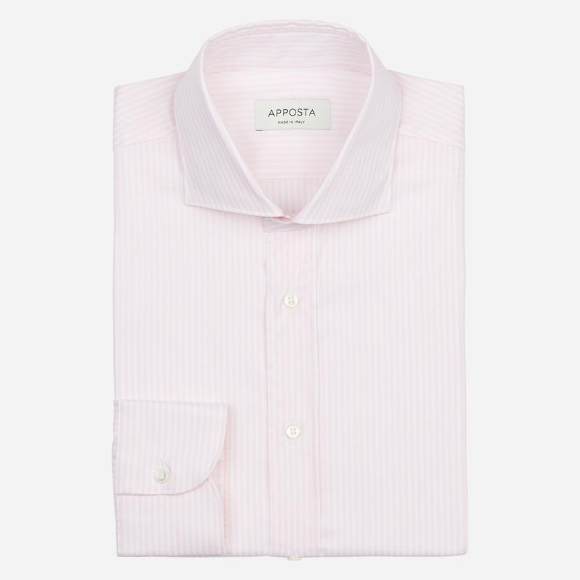 Shirt  striped  pink cotton fil-&#224;-fil double twisted, collar style  lower spread collar - Product image