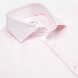 Shirt  striped  pink cotton fil-&#224;-fil double twisted, collar style  lower spread collar - Product thumbnail image 2 showing different views and angles