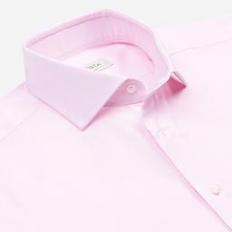 Shirt  solid  pink cotton pinpoint oxford, collar style  updated spread collar with short points - Product thumbnail image 2 showing different views and angles