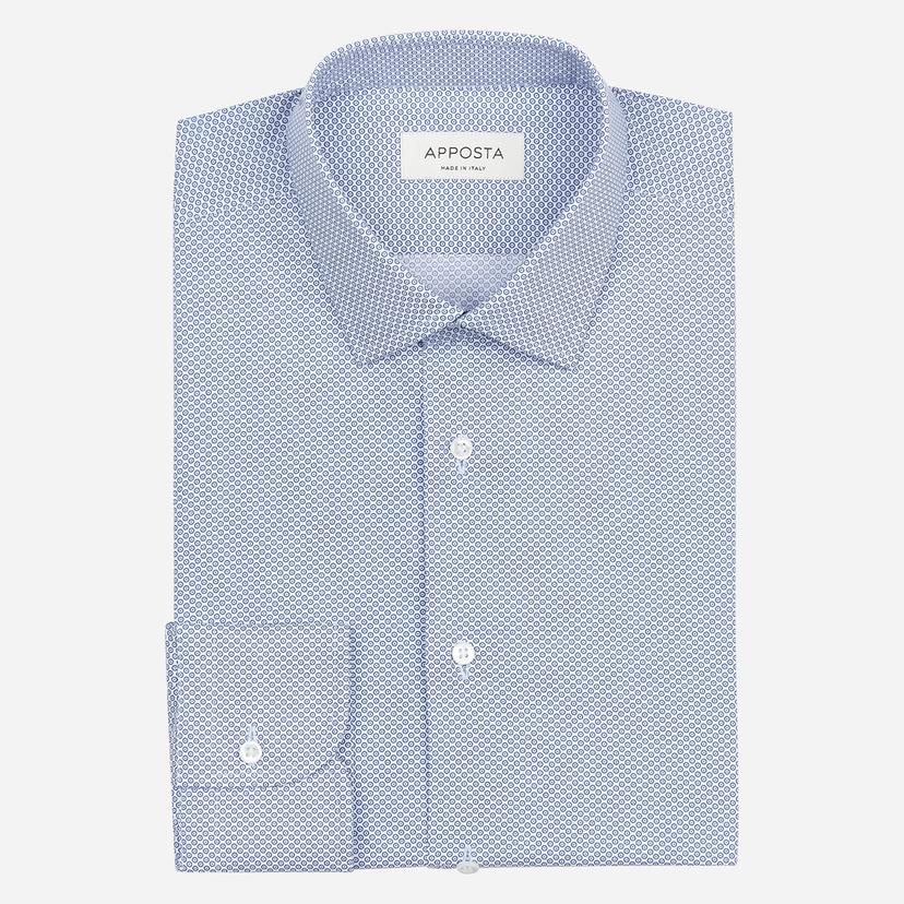 Shirt  polka dot  light blue cotton poplin, collar style  updated straight point collar with short points - Product image