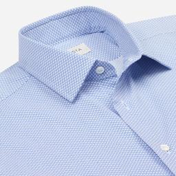 Shirt  polka dot  light blue cotton poplin, collar style  updated straight point collar with short points - Product thumbnail image 2 showing different views and angles