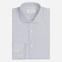 Shirt  patterned designs  white cotton plain, collar style  updated spread collar with short points - Product thumbnail image 1 showing different views and angles
