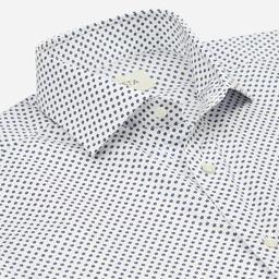 Shirt  patterned designs  white cotton plain, collar style  updated spread collar with short points - Product thumbnail image 2 showing different views and angles