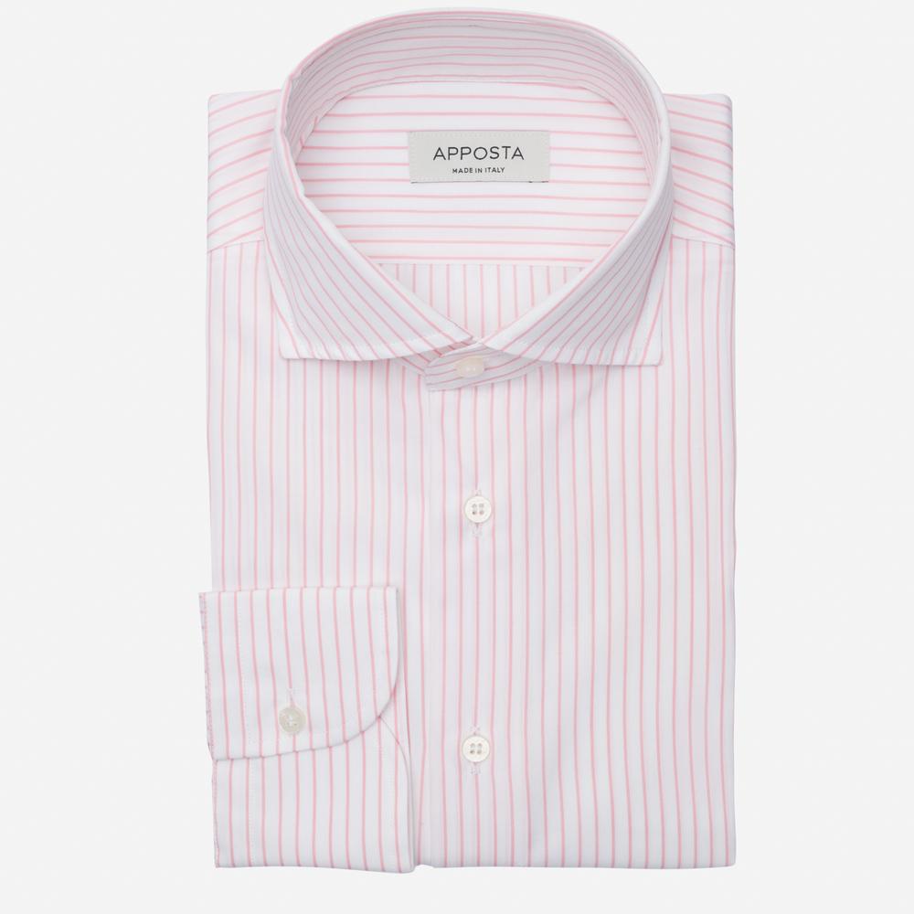 Shirt  striped  pink cotton plain double twisted, collar style  semi-spread collar - Apposta Clothing product