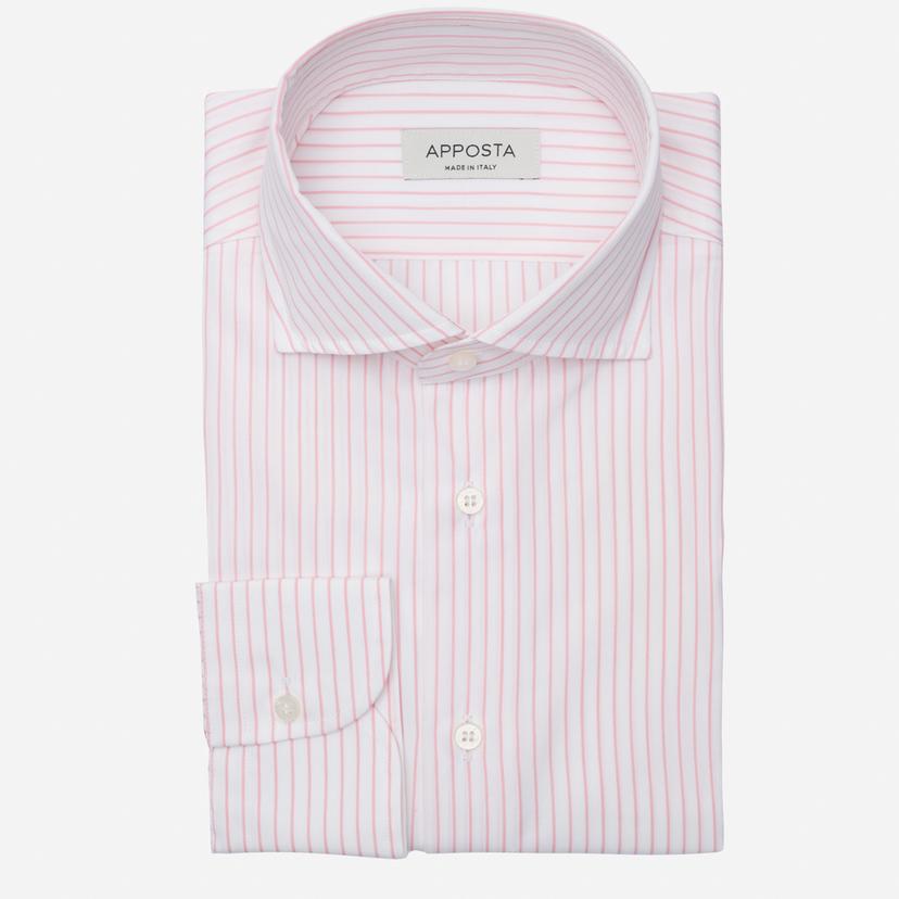 Shirt  striped  pink cotton plain double twisted, collar style  semi-spread collar - Product image