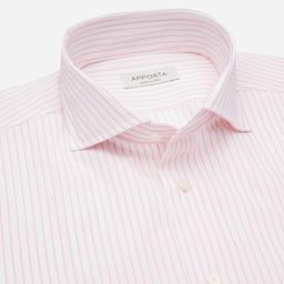 Shirt  striped  pink cotton plain double twisted, collar style  semi-spread collar - Product thumbnail image 2 showing different views and angles