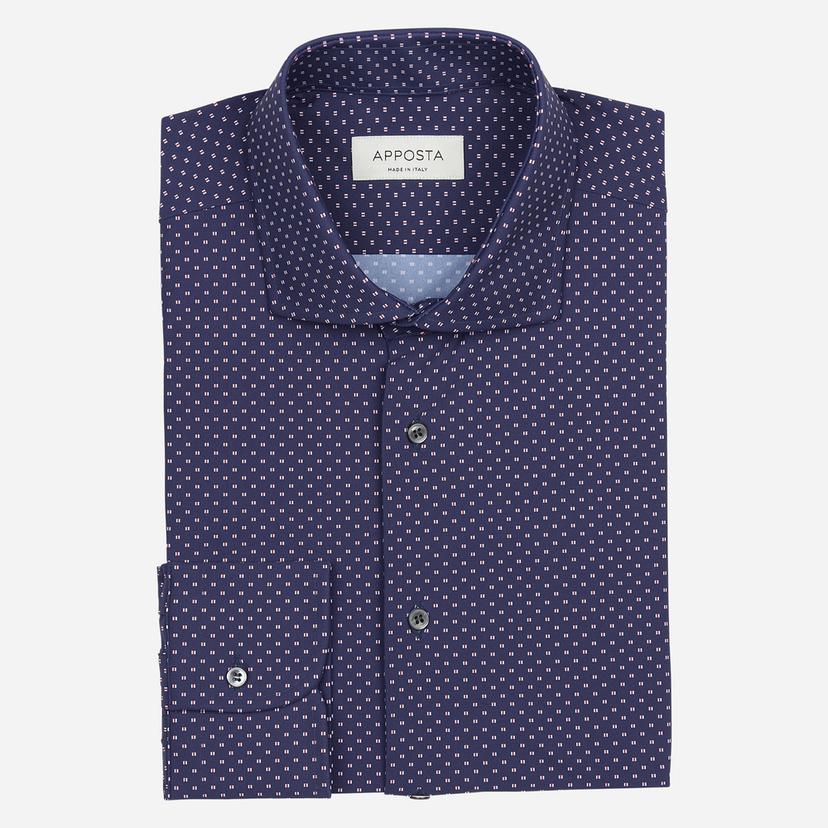 Shirt  textures  navy blue 4-way stretch poplin double twisted sensitive, collar style  updated spread collar with short points - Product image