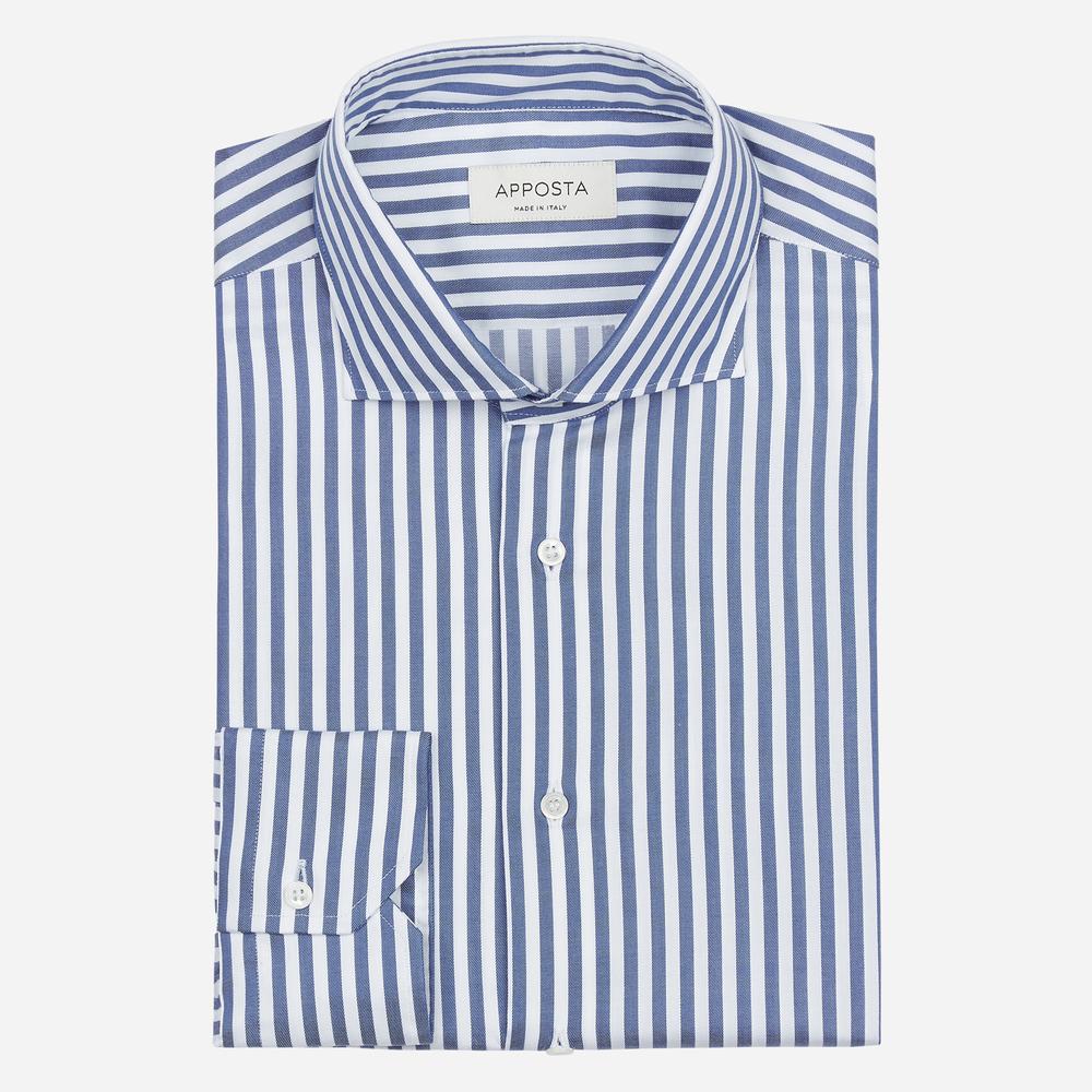 Shirt  striped  navy blue stretch cotton twill, collar style  updated spread collar with short points - Apposta Clothing product