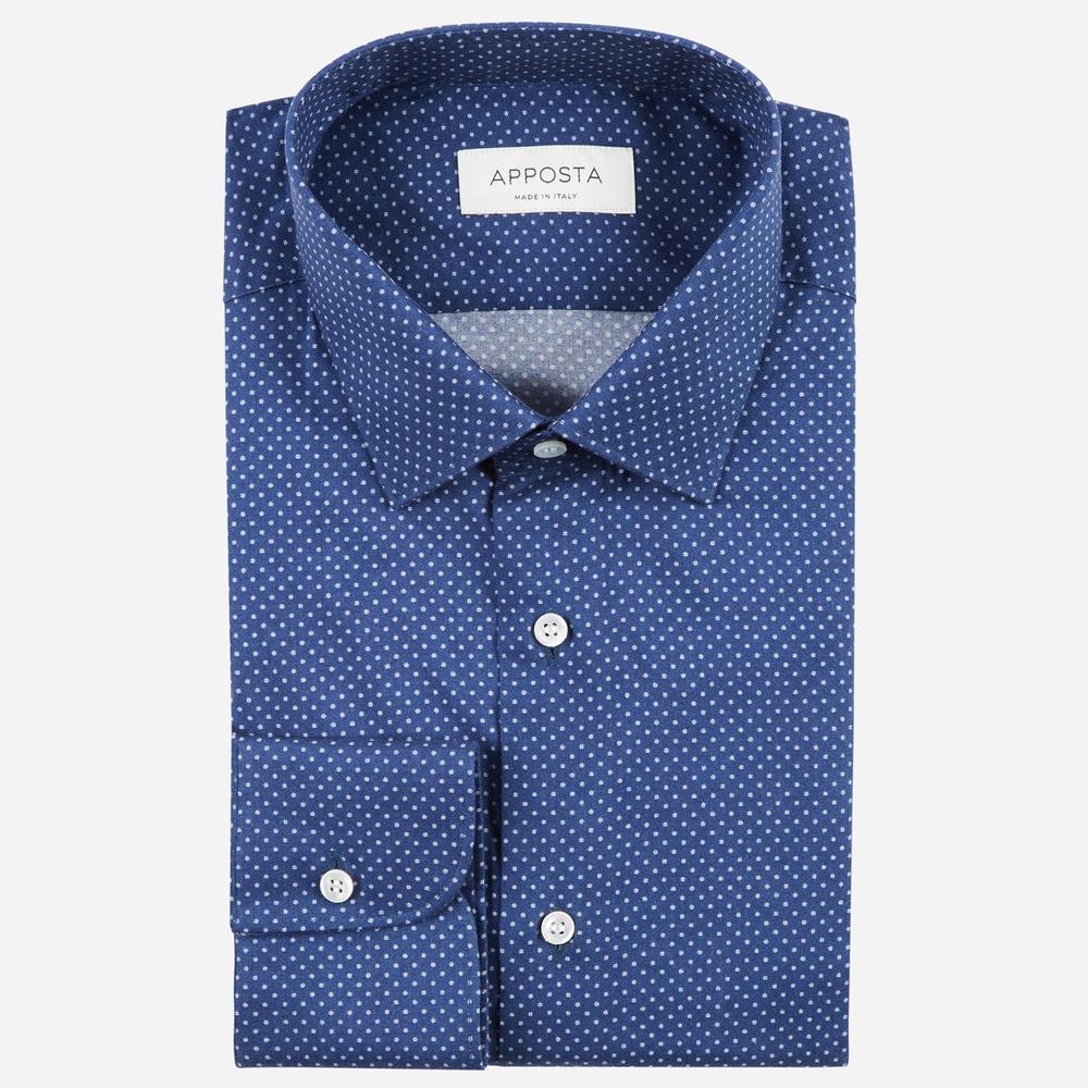 Shirt  polka dot  navy blue flannel twill, collar style  updated straight point collar with short points - Apposta Clothing product