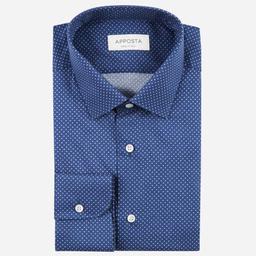 Shirt  polka dot  navy blue flannel twill, collar style  updated straight point collar with short points - Product thumbnail image 1 showing different views and angles