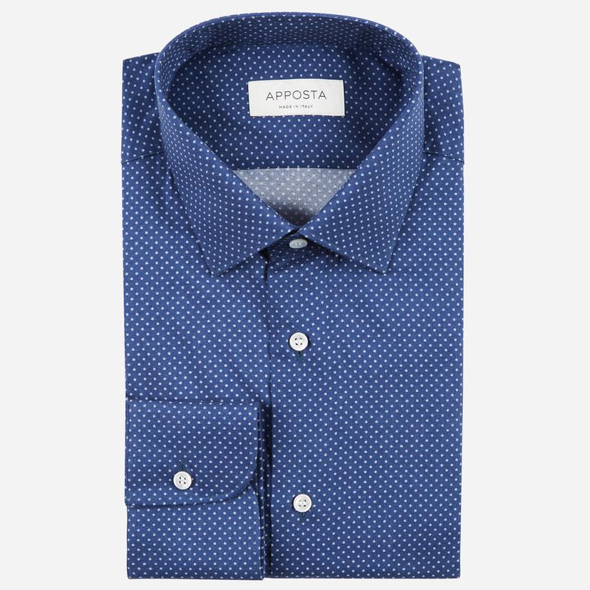 Shirt  polka dot  navy blue flannel twill, collar style  updated straight point collar with short points - Product image