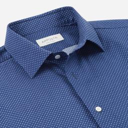 Shirt  polka dot  navy blue flannel twill, collar style  updated straight point collar with short points - Product thumbnail image 2 showing different views and angles