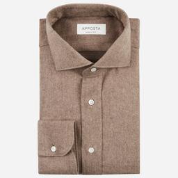 Shirt  solid  brown flannel oxford double twisted, collar style  lower spread collar - Product thumbnail image 1 showing different views and angles