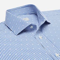 Shirt  striped  light blue cotton poplin, collar style  updated spread collar with short points - Product thumbnail image 2 showing different views and angles