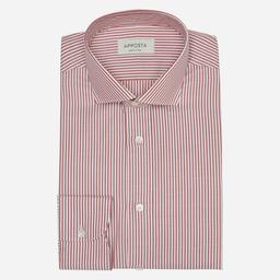 Shirt  striped  red cotton pinpoint oxford double twisted, collar style  updated spread collar with short points - Product thumbnail image 1 showing different views and angles