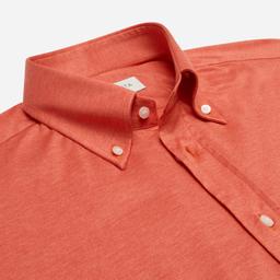 Shirt  solid  red cotton jersey double twisted, collar style  button-down collar - Product thumbnail image 2 showing different views and angles