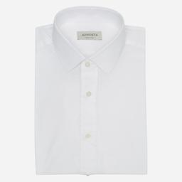 Shirt  solid  white cotton jersey double twisted, collar style  updated straight point collar with short points - Product thumbnail image 1 showing different views and angles