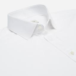 Shirt  solid  white cotton jersey double twisted, collar style  updated straight point collar with short points - Product thumbnail image 2 showing different views and angles
