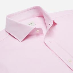 Shirt  solid  pink cotton mock leno, collar style  updated spread collar with short points - Product thumbnail image 2 showing different views and angles