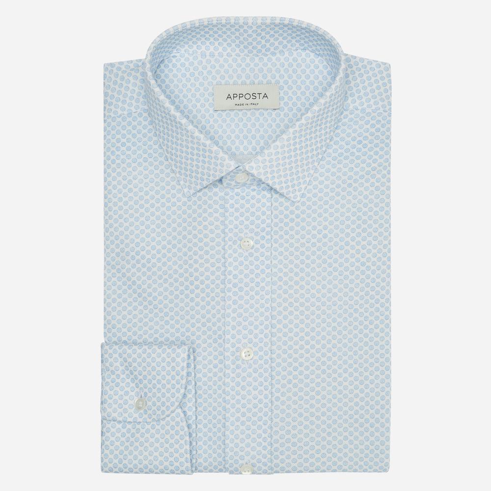 Shirt  polka dot  light blue cotton jersey, collar style  updated straight point collar with short points - Apposta Clothing product