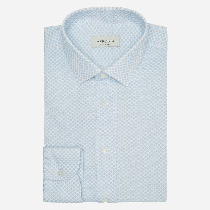 Shirt  polka dot  light blue cotton jersey, collar style  updated straight point collar with short points - Product image