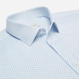 Shirt  polka dot  light blue cotton jersey, collar style  updated straight point collar with short points - Product thumbnail image 2 showing different views and angles